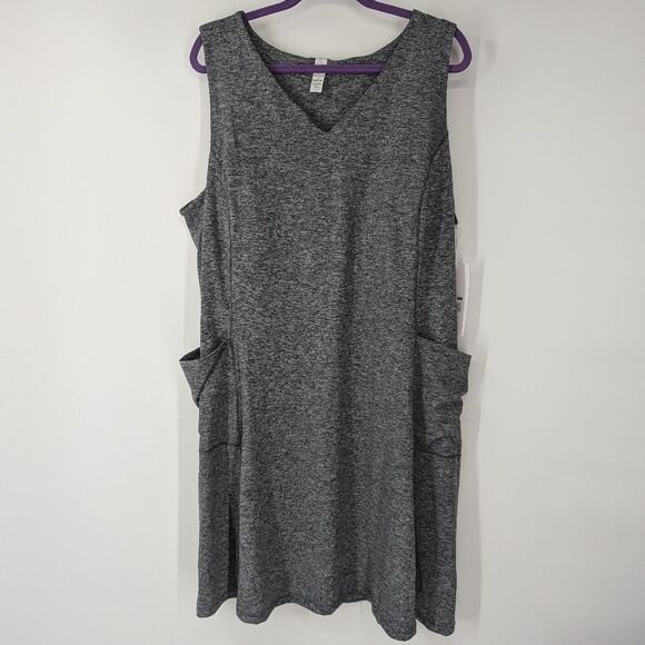 Balance Collection Gray V-Neck Sleeveless Activewear Dress Pockets 2X NWT - Picture 1 of 7